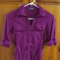 Almost Famous 3/4 Sleeve Button Down Shirt - Womens Size: XS - Plum
