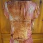 One World Crochet Front Short Sleeve Blouse Top - Womens Size: S - Rust/Multi