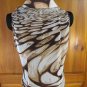 Joni B. Sheer Sleeveless Button Down Ruffle Top - Womens Size: Large - Brown