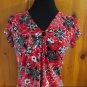 Fashion Bug Sheer Short Sleeve Keyhole Decor V-Neck Blouse- Womens Size: XLarge