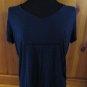 Eyeshadow Short Sleeve V-Neck Shirt Top - Womens Size: XLarge - Navy Blue