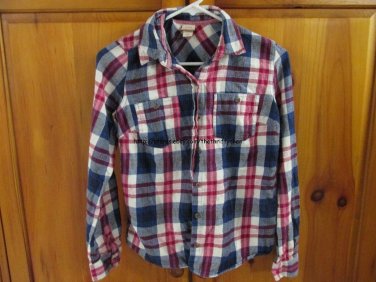 Mossimo Supply Co Button Down Flannel - Women Size Small - Pink/Blue/White Plaid