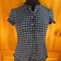 GAP Ruffled Short Sleeve Button Down Shirt - Womens Size: XS - Black/Blue