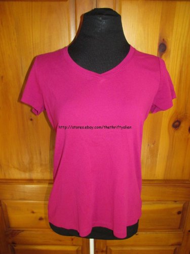 St.John's Bay Basic V-Neck Top Shirt - Womens Size S - Fuschia
