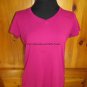 St.John's Bay Basic V-Neck Top Shirt - Womens Size S - Fuschia