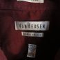 Van Heusen Pin Cord Maroon Dress Shirt 17 1/2 34-35 Button Down Wrinkle Free