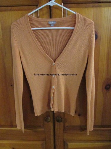J.Jill Long Sleeve Button Down Cardigan - Womens Size: XSmall - Orange