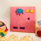 Pink Elephant, soft toy, puzzle for kids, 7.08x7.08 inch, cozy toy, Soft puzzle for boys and girls.