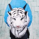 Large White Plush Tiger Head Backpack Unisex