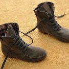 Flat Lace-Up Faux Suede Ankle Boots