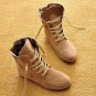 Flat Lace-Up Faux Suede Ankle Boots