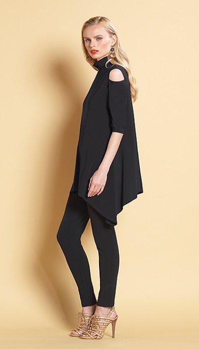 Mock Neck Cold Shoulder Tunic