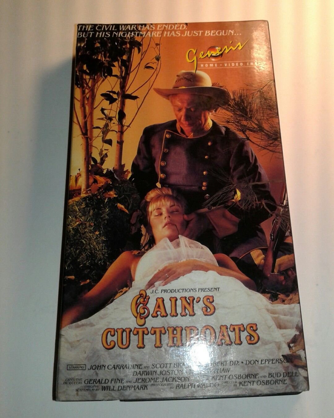 Genesis Home Video VHS Cain's Cutthroats 1970 John Carradine Like New Condition