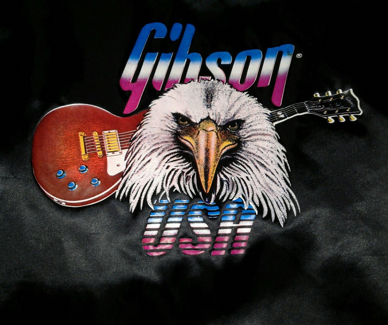 VINTAGE BLACK SATIN PROMO JACKET FROM GIBSON GUITARS USA MEN'S SIZE XL