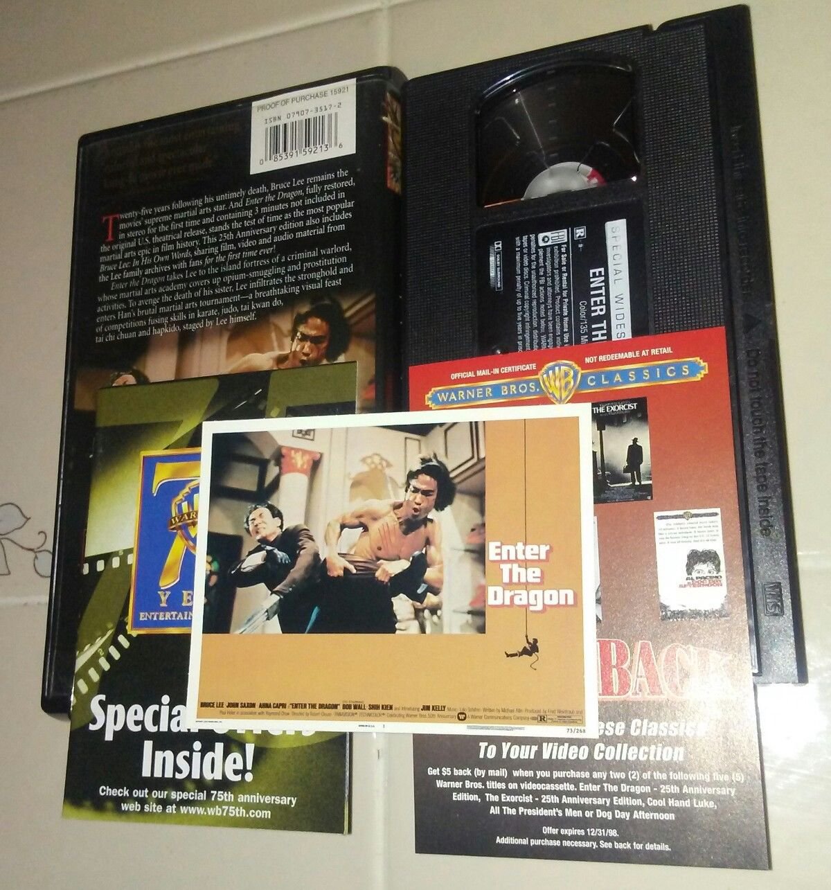 ENTER THE DRAGON VHS WITH LOBBY CARD IN EXCELLENT CONDITION