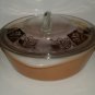 Vintage Pyrex? Fireking? Casserole Dish w Clear Glass w Gold Flowers FANCY
