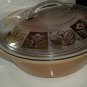 Vintage Pyrex? Fireking? Casserole Dish w Clear Glass w Gold Flowers FANCY
