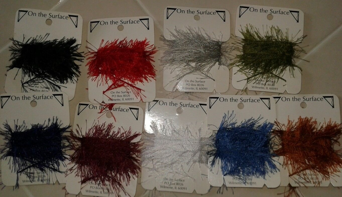 Lot of 9 Polyester 2 ply Yarn Sample Cards Fuzzy Yarn 5 Yards Each Stitchwork