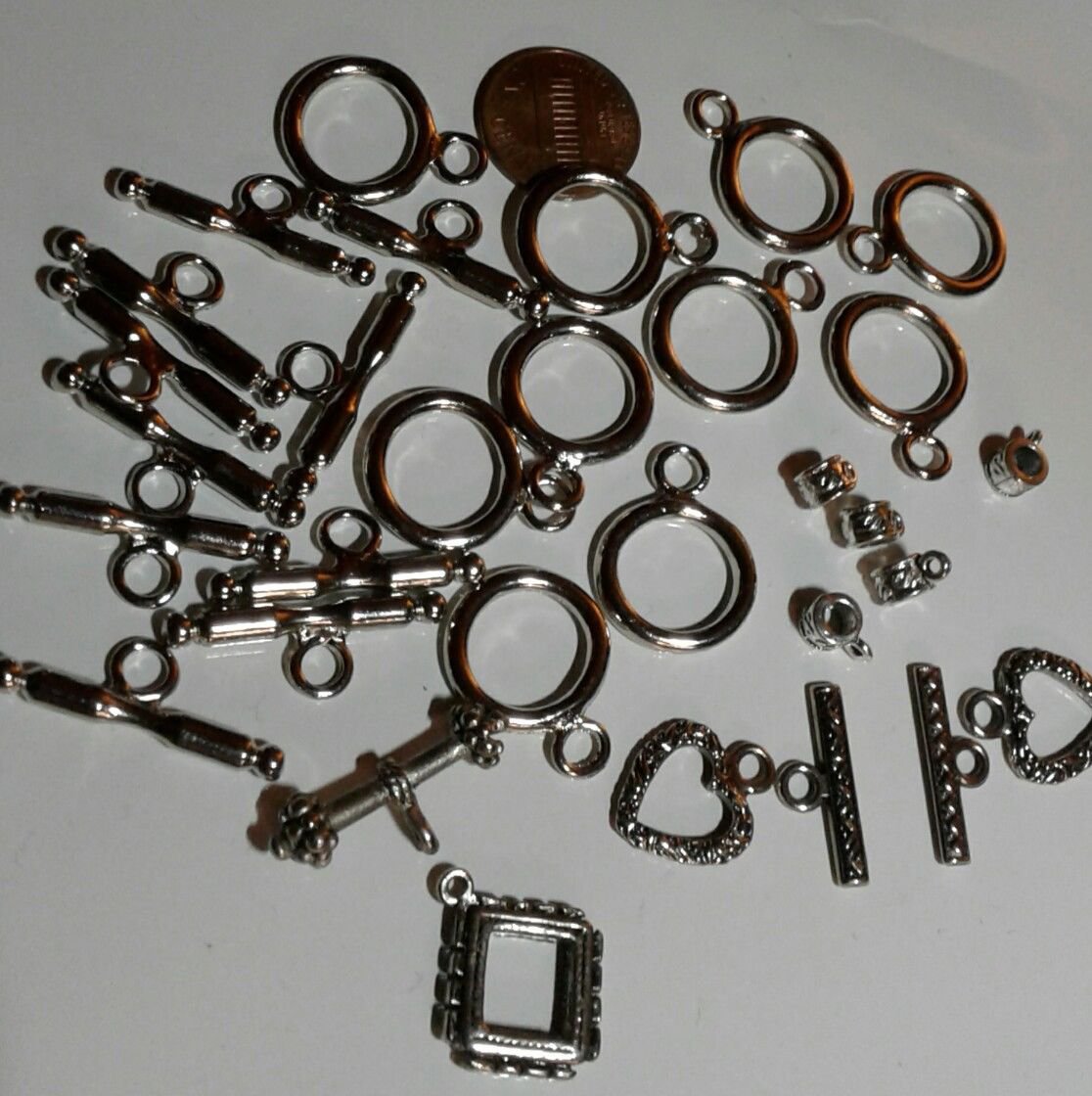 Tibetan Silver Round Square Heart Toggle Clasps Findings Beads + Pendant Hangers