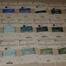 Lot of 18 Mettalic Polyester 2 ply Yarn Sample cards 5 yards each Blues Greens