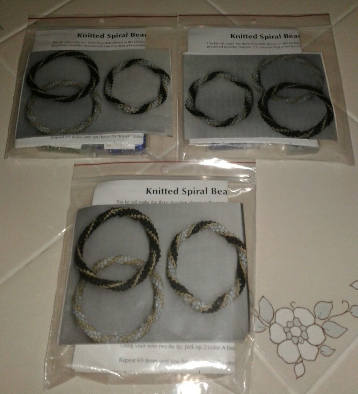 3 DIY Crafts Make Your Own Beaded Glass Bracelet Kits  3 Instructions Included