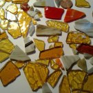 69 Pieces of Medium/Large size New Gold Tan Mix Broken Tempered Glass Mosaic