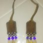 Vintage Native American Choctaw Beaded Necklace Bone Cobalt Blue Glass Abalone