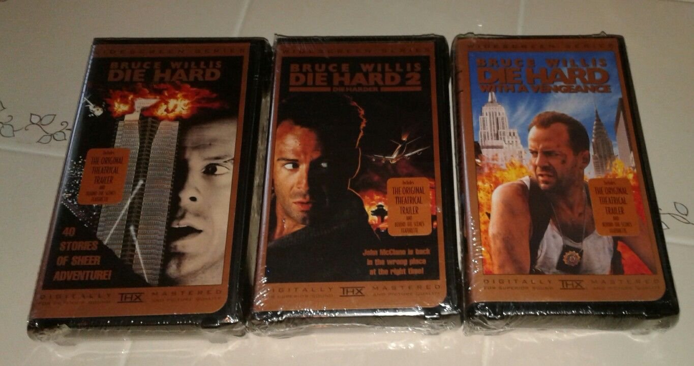 All 3 Die Hard 1 2 3 VHS Tapes Sealed New Bruce Willis Clamshell THX Widescreen