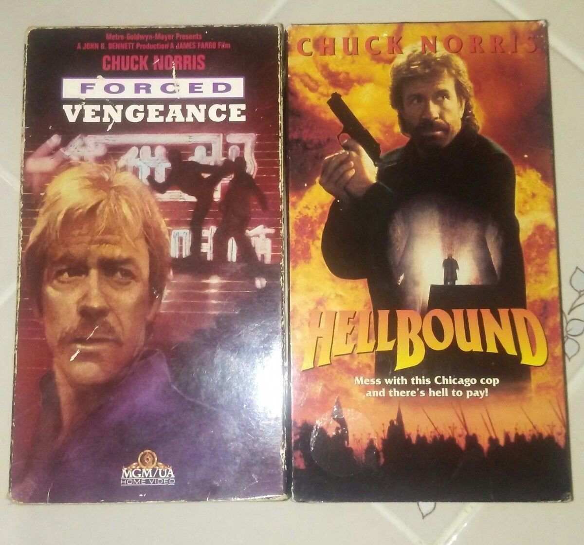 2 Rare CHUCK NORRIS VHS! FORCED VENGENCE AND HELLBOUND in Exellent Shape!!