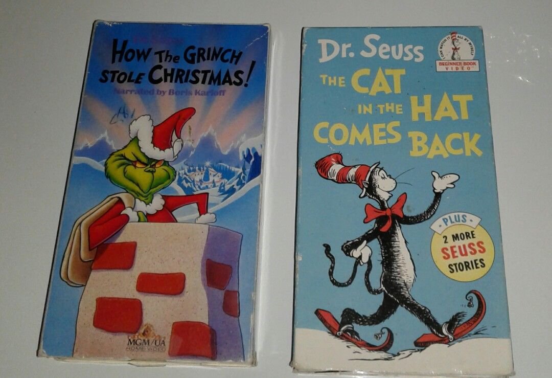 Dr. Seuss The Cat In The Hat Comes Back & Grinch Who Stole Christmas VHS Tapes