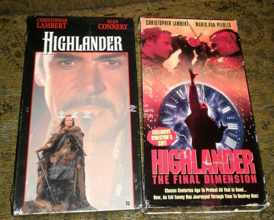 Two VHS movies Highlander sealed Highlander the Final Dimension.