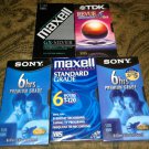 5 Blank VHS Cassette Tapes 2 TDK & SONY Maximum 6 Hour & 2 MAXXELL 2 Hour SEALED