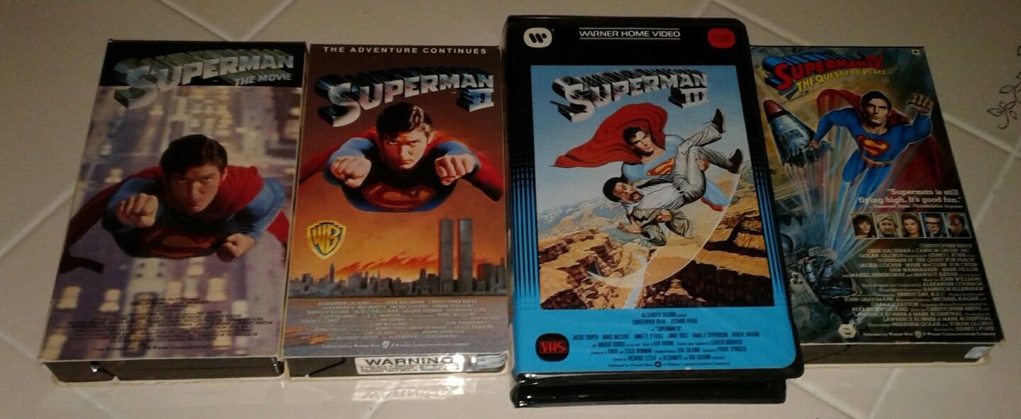 All Four VHS SUPERMAN 1 2 3 & 4 Original Warner Brothers Beautiful Shape!