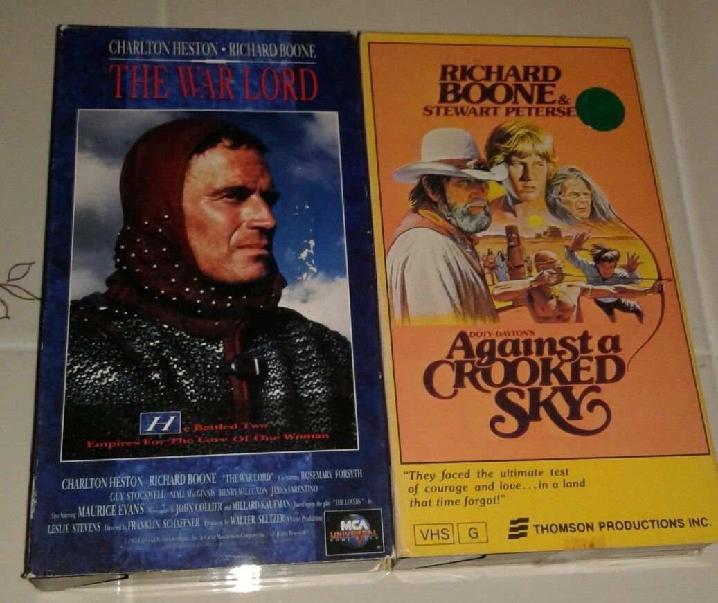 2 VHS Featuring Richard Boone, AGAINST A CROOKED SKY & THE WAR LORD