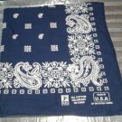 VTG BLUE PARIS COLORFAST USA Cotton Biker BANDANA Handkerchief 21X21 13960 #1