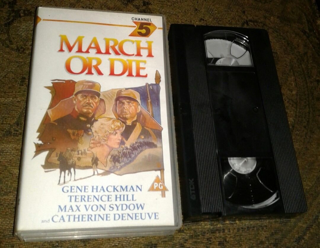 Super Rare!! "March or Die" VHS Gene Hackman and Terence Hill Hard Case!