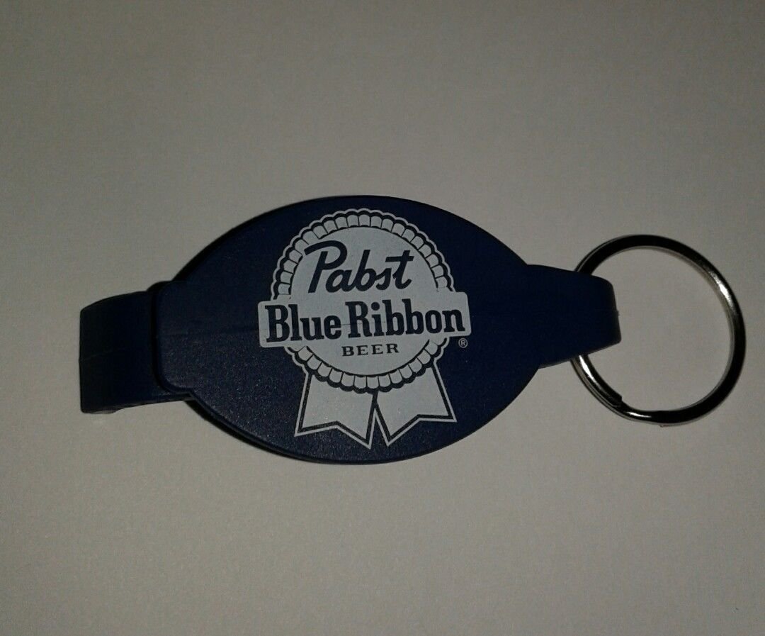 2 Pabst Blue Ribbon Beer Bottle Opener with Key Chain Pretty Blue New PBR