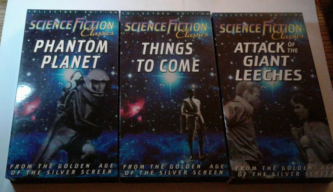 3 VHS Science Fiction Classics Phantom Planet Things to Come Attack Gian Leeches