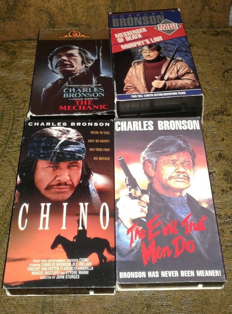 5 CHARLES BRONSON VHS THE EVIL MEN DO CHINO 1&2 MESS OF DEATH MURPHYS LAW DOUBLE