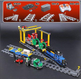 King 02008 Cargo Train 959 pcs City series Building Blocks Set 60052 Compatible