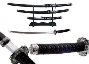 4PC SAMURAI SWORD SET BLACK