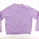 L.L Bean Sweater Womens Size L Large Lilac Purple V Neck Knitted 100% Cotton