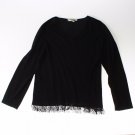 Womens Sweater Sweatshirt size Large Marina Rinaldi black V neck Beaded