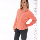 L.L. Bean Sweat Shirt Coral Pink Long Sleeve 1/3 Zip Up Casual Cold Weather