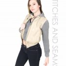 Miss London Fall Jacket Full Zip Up Hoodie Gray Light Brown Fall Weather Gear