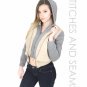 Miss London Fall Jacket Full Zip Up Hoodie Gray Light Brown Fall Weather Gear