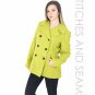 New York & Company Winter Jacket Button Up Collared Winter Pea Coat Lime Green