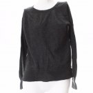 Womens Sweater Sweatshirt size L Tahari wool hole on front merino gray