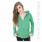 Lucie Couture Sweater Full Zip Up Lime Green Drawstring Long Sleeve Fall Hoodie