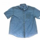 Van Heusen Mens Dress Shirt X Extra Large Dark Blue Button Up Short Sleeve